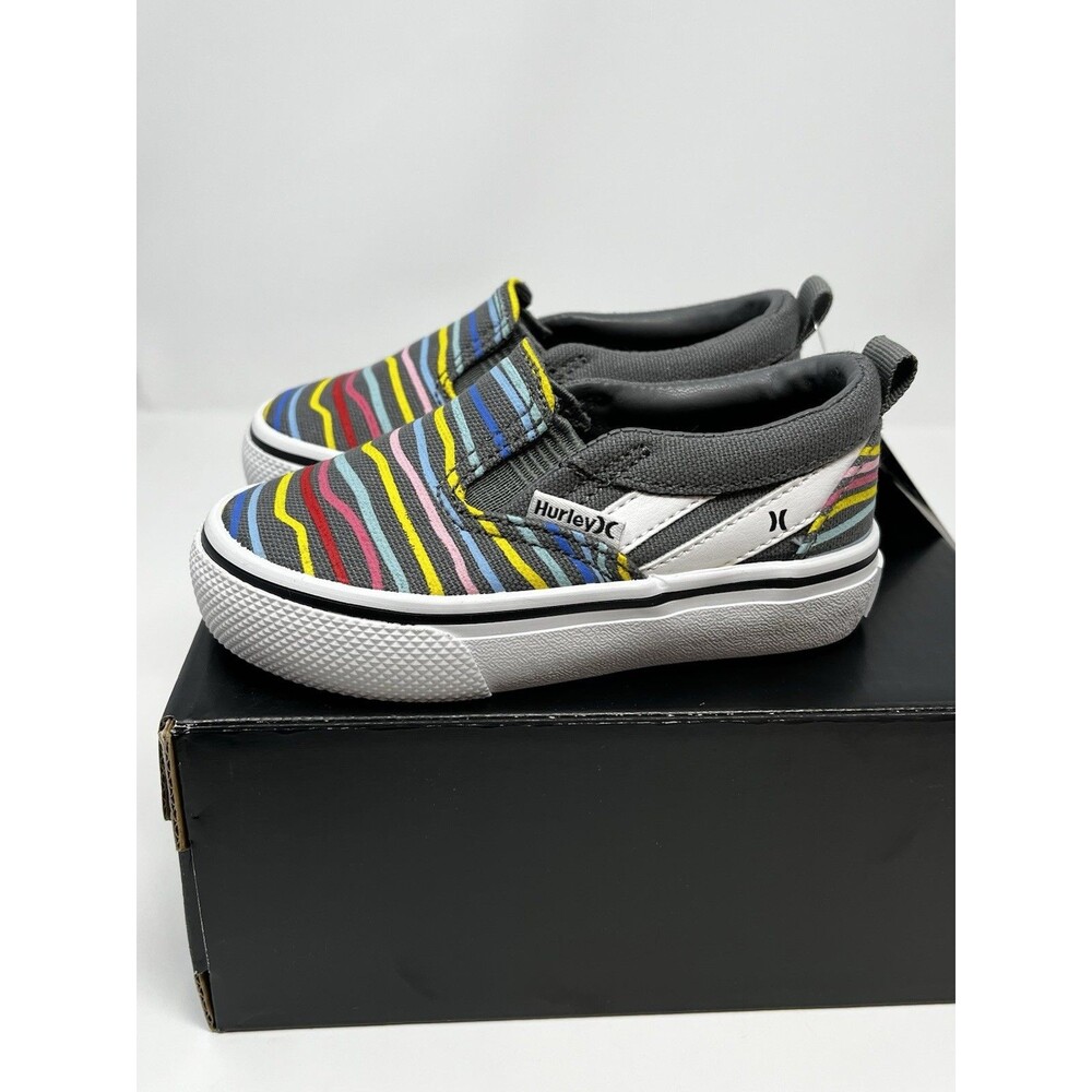 Toddler Spiral Stripe colorful Slip-On canvas Shoes 6 Casual Sneakers NWT Hurley
